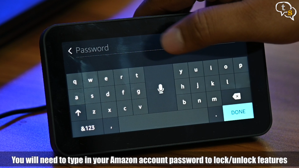 Echo Show 5 amazon password is required to lock/unlock features