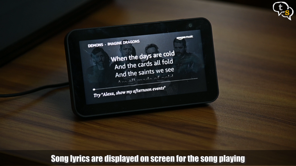 Echo Show 5 displays lyrics on screen