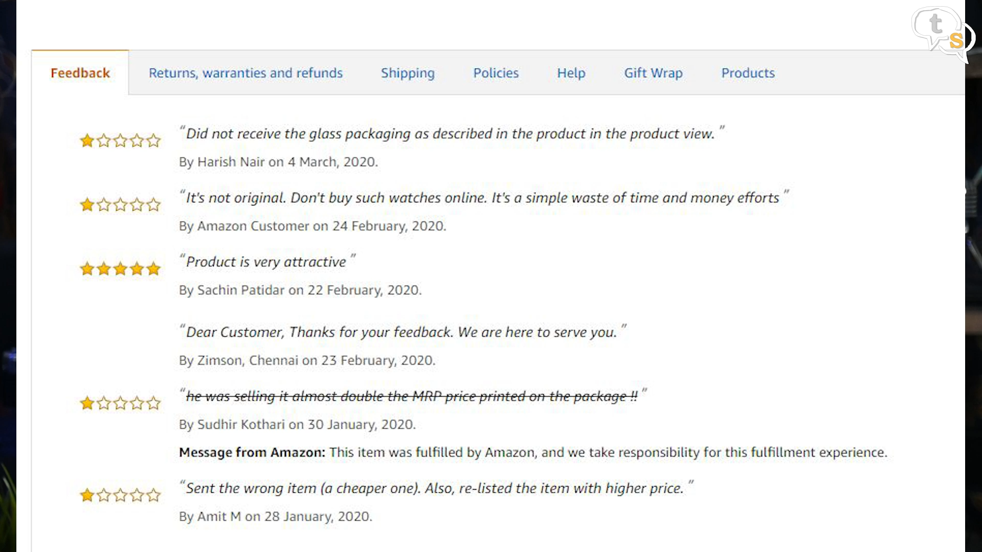 Check Seller rating before purchasing on Amazon and Flipkart