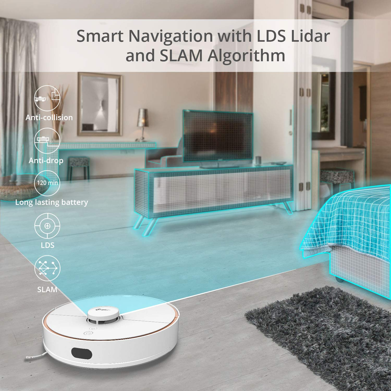 LDS LIDAR 360 S7 Robot Vacuum Cleaner 