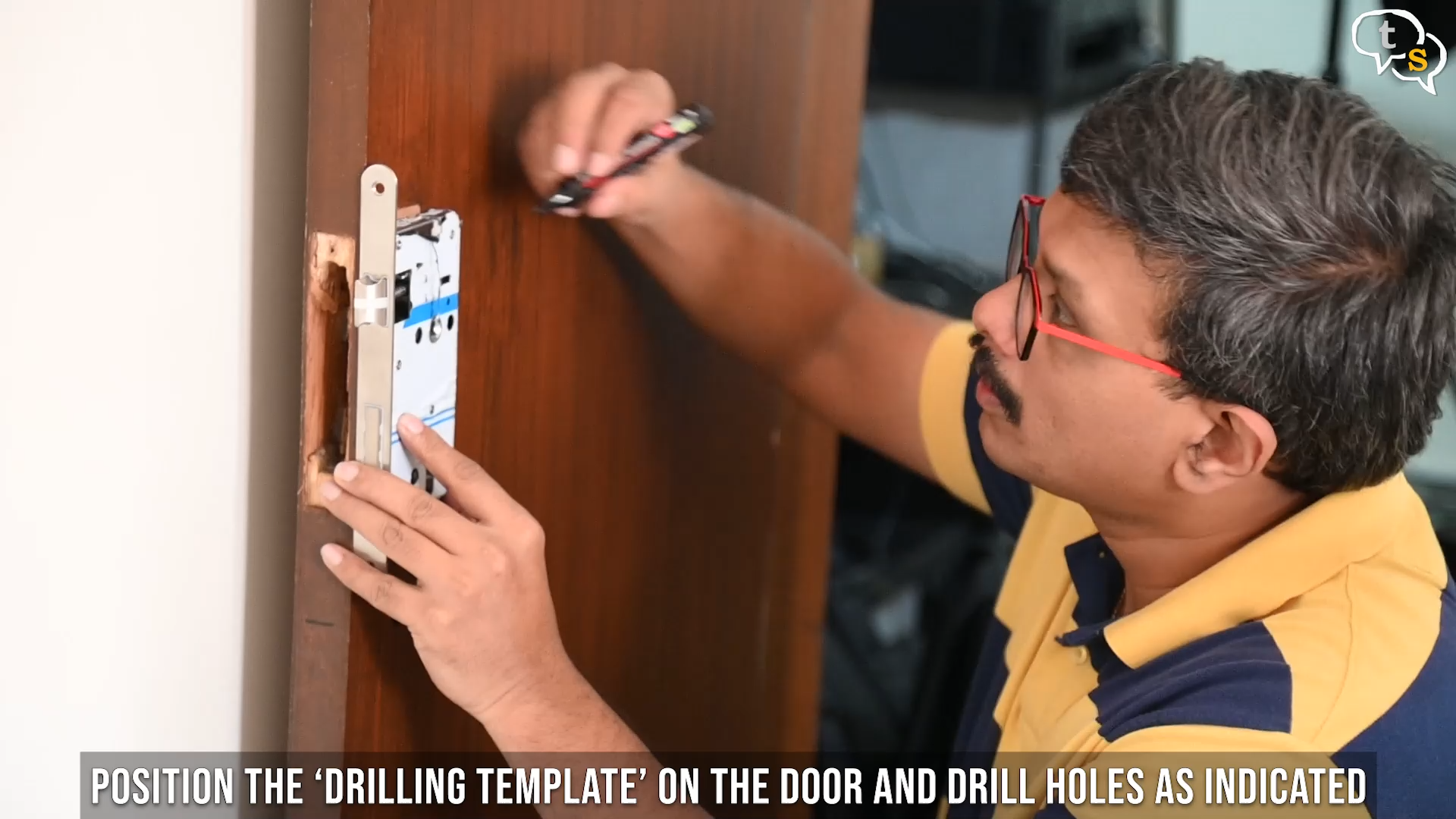 Openapp Door Two mark holes using drill template