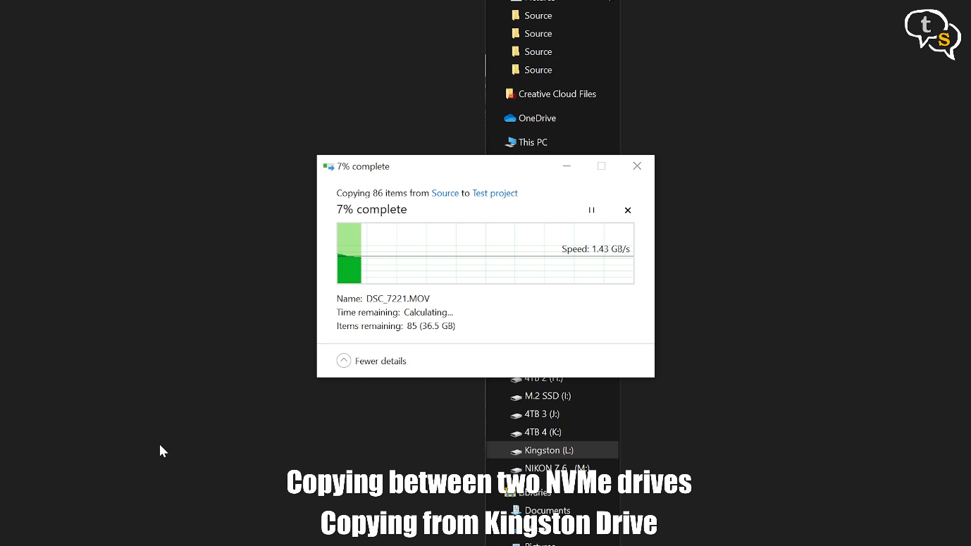 Copying from Kingston NV1 NVMe PCIe SSD